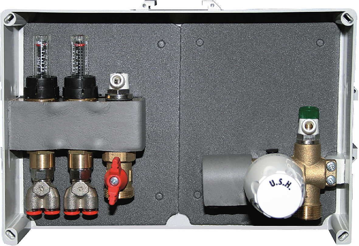 UP-Einzelraumregelung für 2 Heizmatten mit 8mm Rohr (RTL+TH-Kopf)